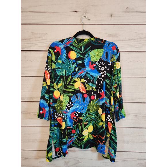 Cuddl Duds‎ Womens Multicolor Rainforest Long  Sleeve Open Front Cardigan  Small - Picture 2 of 6